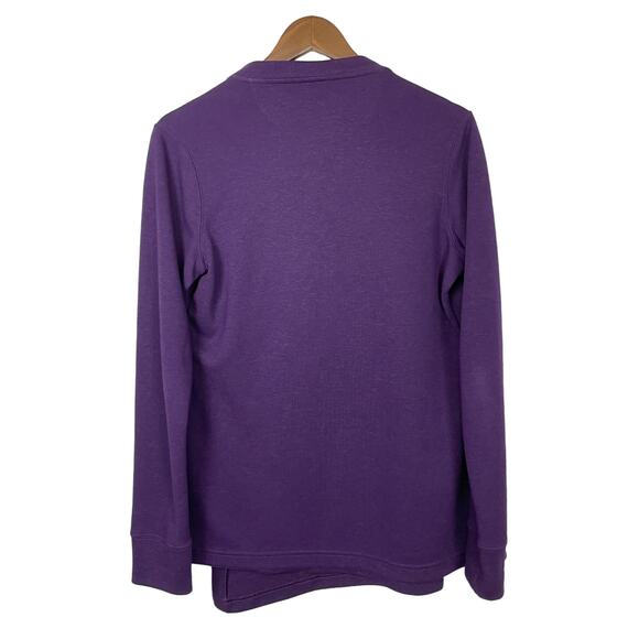 Duluth Trading | Violet Purple Wool Blend Crossover Foldaway Wrap Sweater - Picture 3 of 8